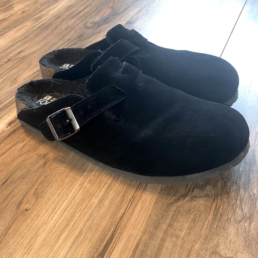 White Mountain Birkenstock Boston dupe Mule Clog Suede Black Size 8